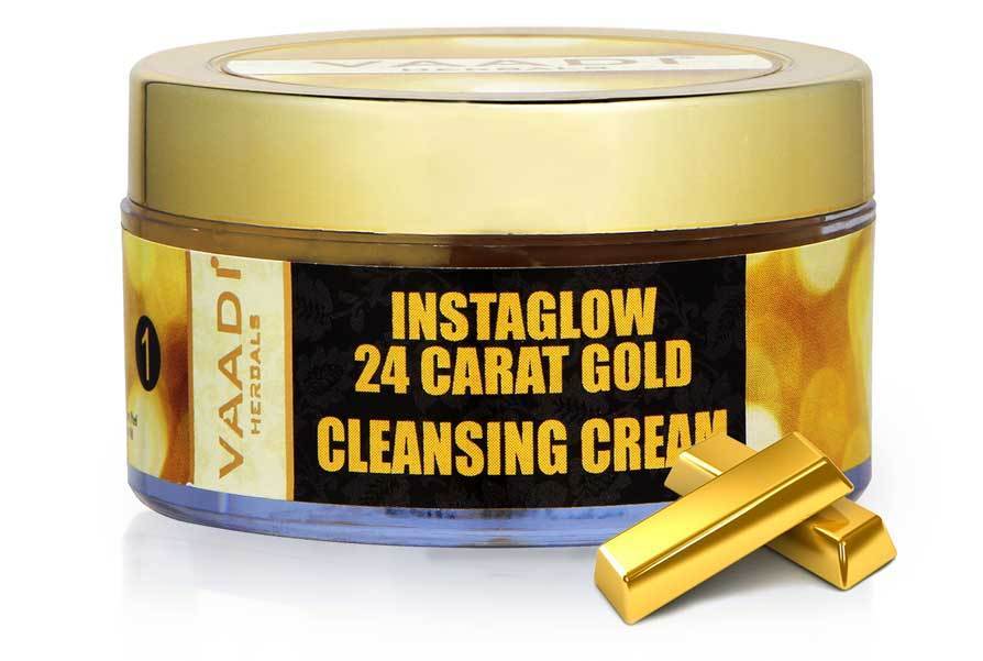 Organic 24 Carat Gold Cleansing Cream with Marigold & Wheatgerm Oil  Clears Oil & Impurities  Makes Skin Luminous ( 50 gms / 2oz)