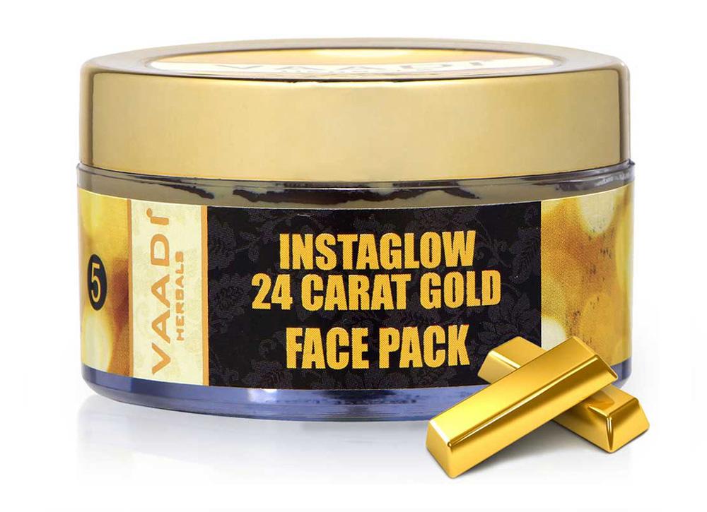 Organic 24 Carat Gold Face Pack with Gold Leaves  Brightens Skin and Gives Glow (70 gms/2.5 oz)