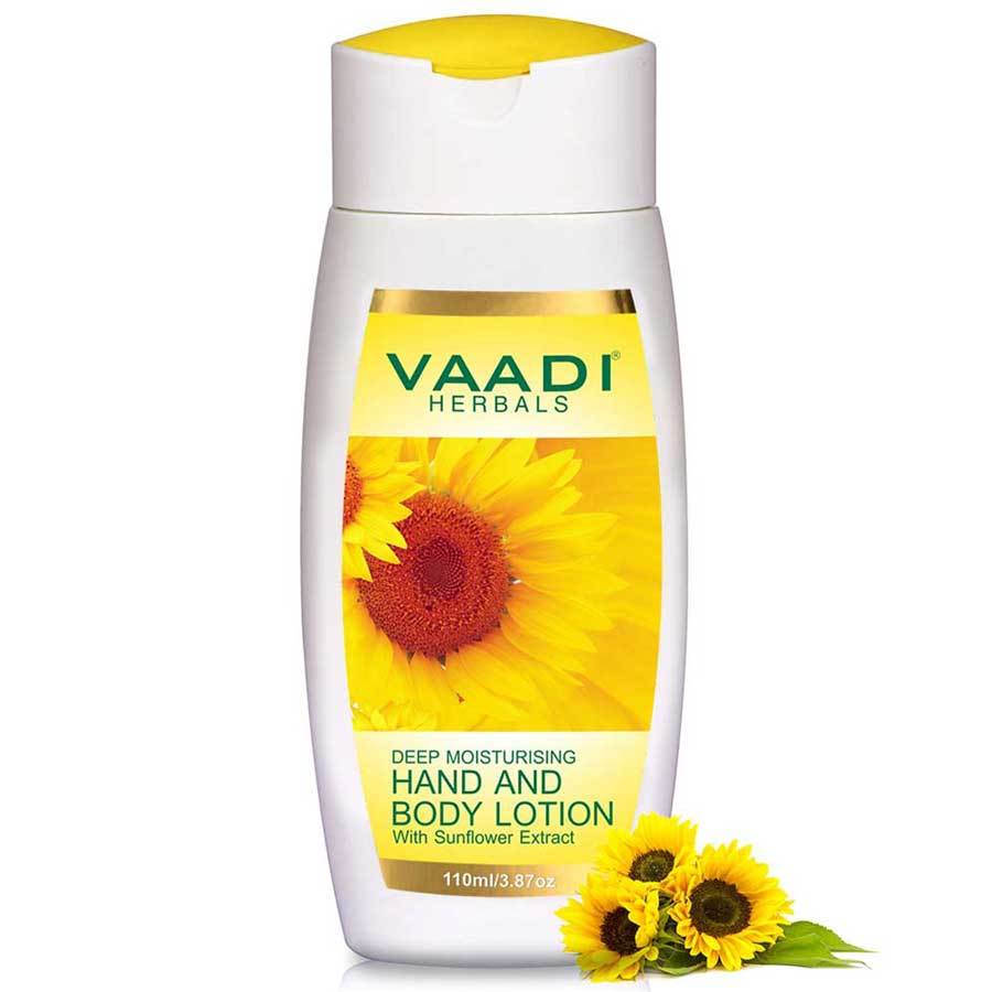 Organic Hand & Body Lotion with Sunflower Extract  Enhances Water Retention in Skin Keeps Skin Soft (110 ml/4 fl oz)