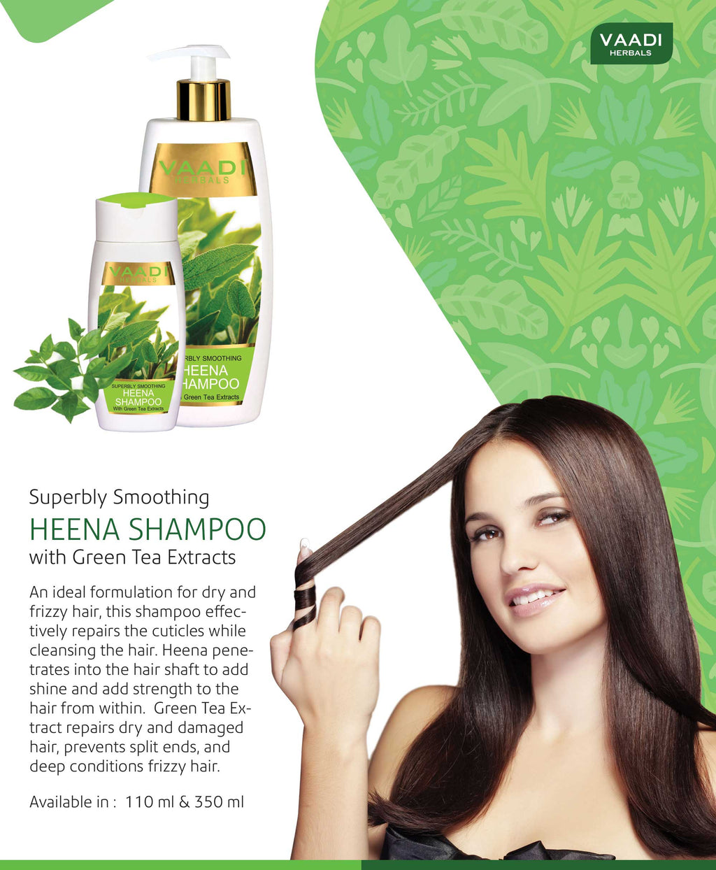 Superbly Smoothing Organic Heena Shampoo with Green Tea Extract 