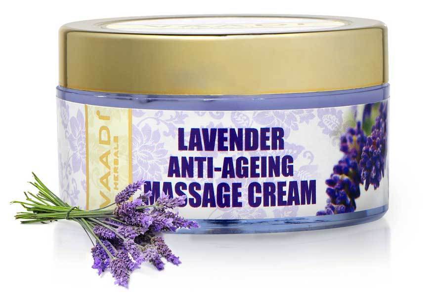 Anti Ageing Organic Lavender Massage Cream with Rosemary Extract  Boosts Cellular Renewal  Keeps Skin Firm (50 gms / 2 oz)