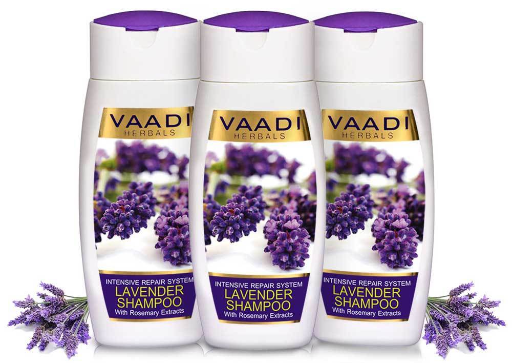 Intensive Repair Organic Lavender Shampoo with Rosemary Extract Improves Hair Growth Ultra Nourishing (3 x 110 ml/ 4 fl oz)