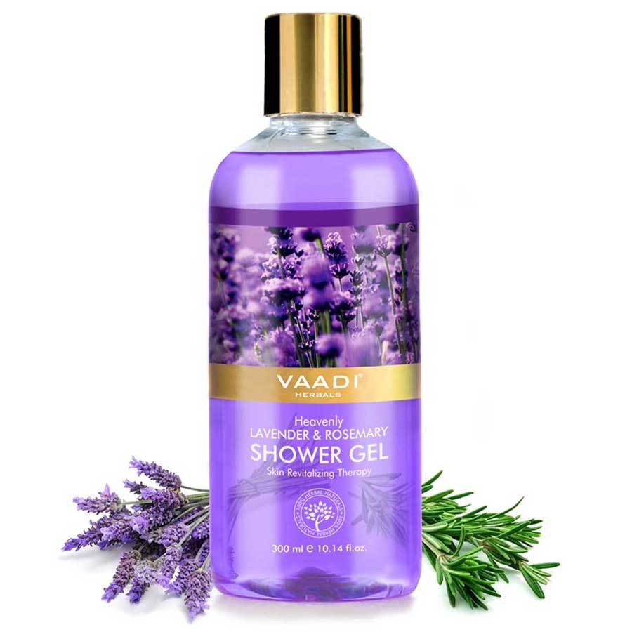Heavenly Organic Lavender & Rosemary Shower Gel  Skin Rejuvenating Therapy Relieves Puffiness (300 ml / 10.2 fl oz)
