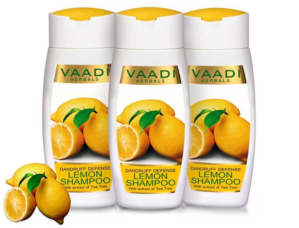 Dandruff Defense Organic Lemon Shampoo with Tea Tree Extract  Disinfects Scalp Prevents Hairfall (3 x 110 ml/ 4 fl oz)