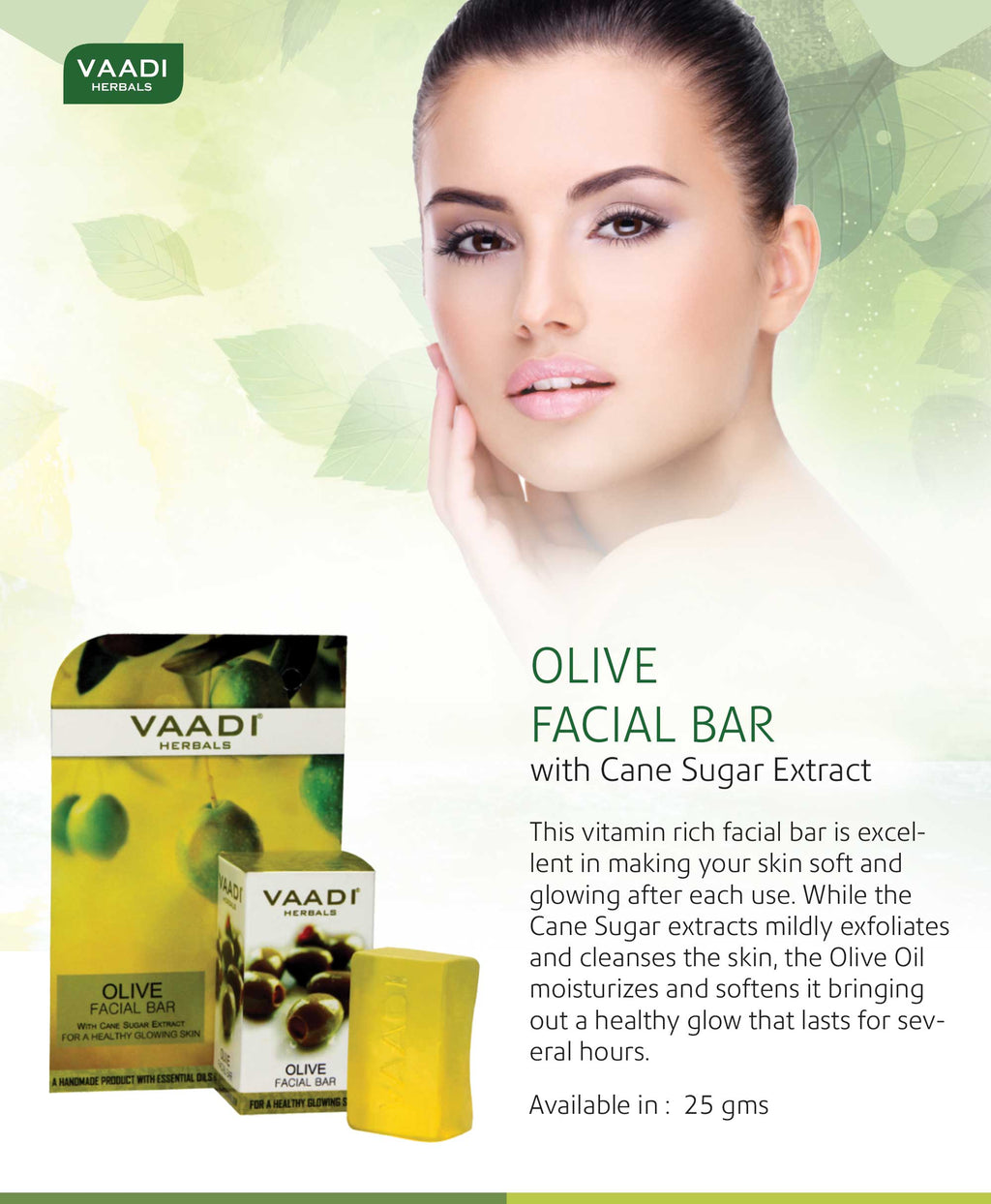 Organic Olive Facial Bar with Cane Sugar Extract 