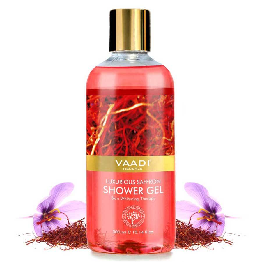 Luxurious Organic Saffron Shower Gel  Skin Lightening Therapy Reduces Pigmentation Marks (300 ml / 10.2 fl oz)