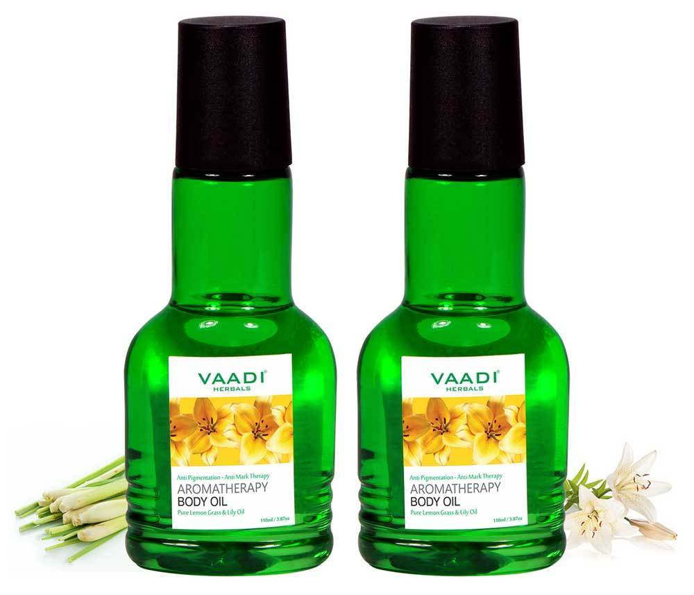 Organic Lemongrass Oil with Lily Extract  Aromatherapy  Strengthens Bones Relieves Headache Heals Skin (2 x 110 ml/4 fl oz)